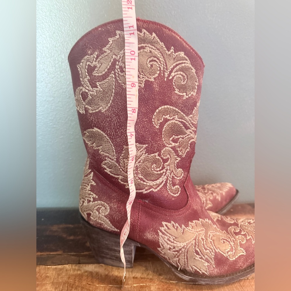 Old Gringo Red  Leather Boots with beige embroidery Size 9 never worn - Picture 7 of 7